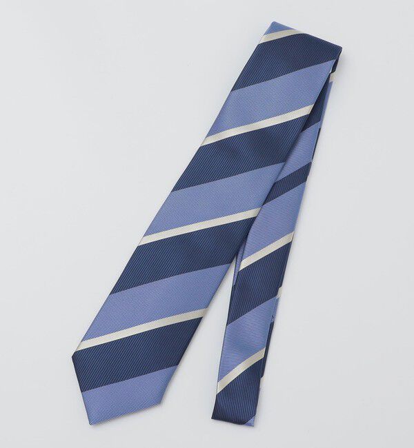 SHIPS「SHIPS: シルク レップ ワイド ストライプ ネクタイ」|ネクタイ・蝶ネクタイ|ブルー