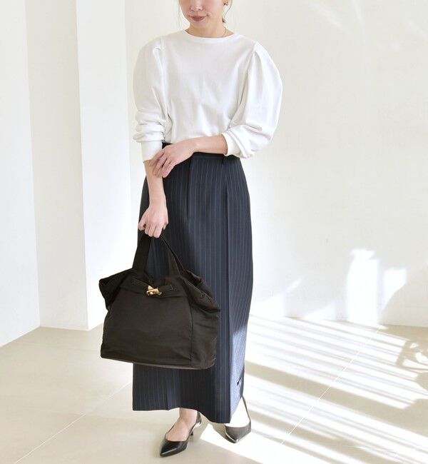 quaranciel「《予約》quaranciel:〈洗濯機可能〉パワーショルダー クルーネック プルオーバー」|Tシャツ・カットソー|