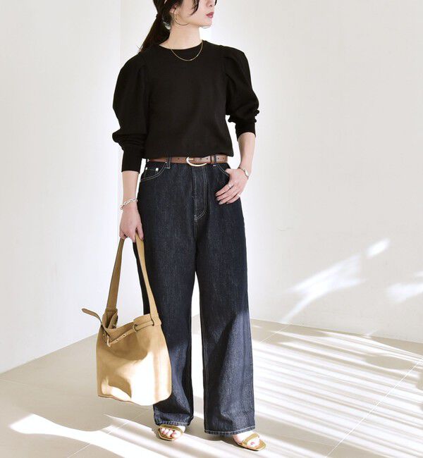 quaranciel「《予約》quaranciel:〈洗濯機可能〉パワーショルダー クルーネック プルオーバー」|Tシャツ・カットソー|