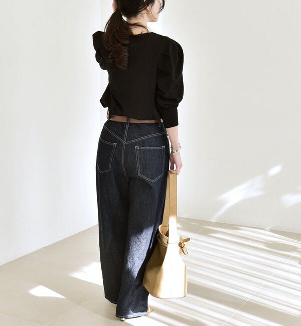 quaranciel「《予約》quaranciel:〈洗濯機可能〉パワーショルダー クルーネック プルオーバー」|Tシャツ・カットソー|