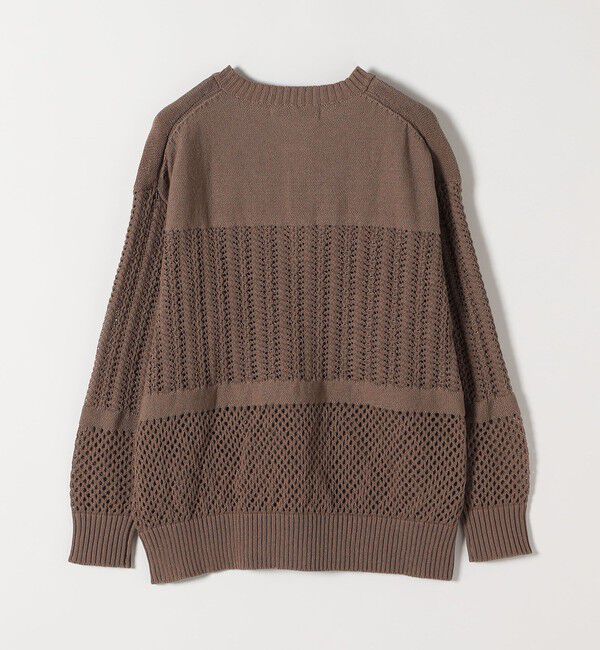 quaranciel「《予約》quaranciel:〈手洗い可能〉レース &times; メッシュ編み スキッパー ニット プルオーバー」|ニット・セーター|