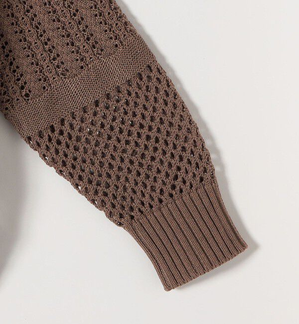 quaranciel「《予約》quaranciel:〈手洗い可能〉レース &times; メッシュ編み スキッパー ニット プルオーバー」|ニット・セーター|