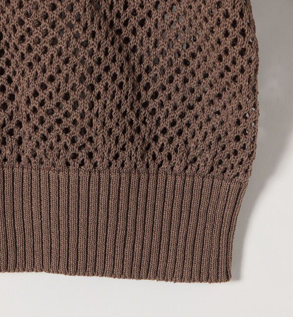 quaranciel「《予約》quaranciel:〈手洗い可能〉レース &times; メッシュ編み スキッパー ニット プルオーバー」|ニット・セーター|