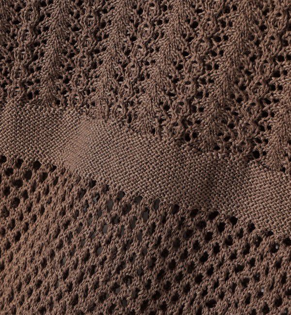 quaranciel「《予約》quaranciel:〈手洗い可能〉レース &times; メッシュ編み スキッパー ニット プルオーバー」|ニット・セーター|