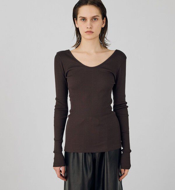 DES PRES「シルクコットンリブ Uネックプルオーバー」|Tシャツ・カットソー|