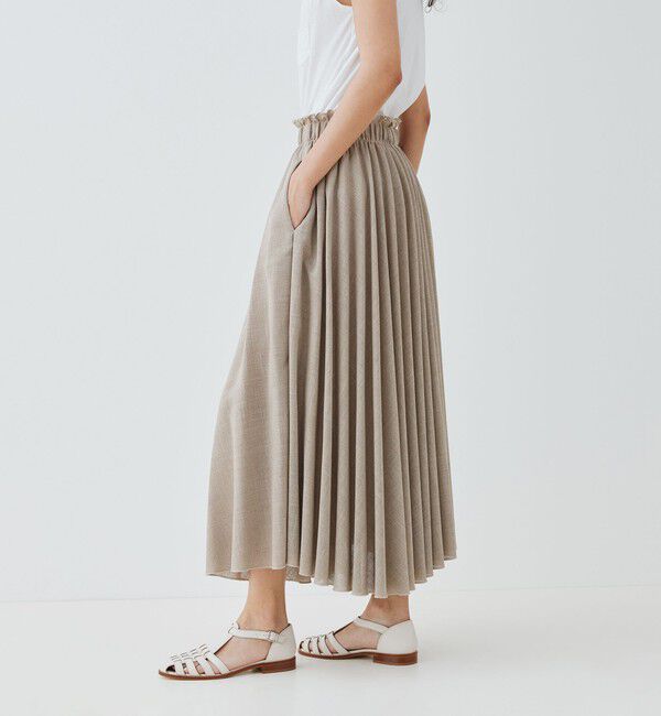 GALERIE VIE「リネンテクスチャー プリーツマキシスカート」|スカート|
