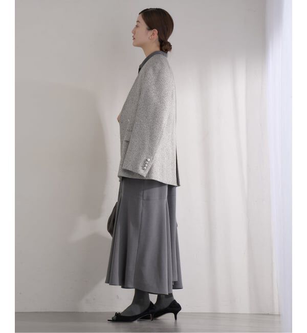 IENA「&NAVY ツィーディーダブルジャケット」|ノーカラージャケット|