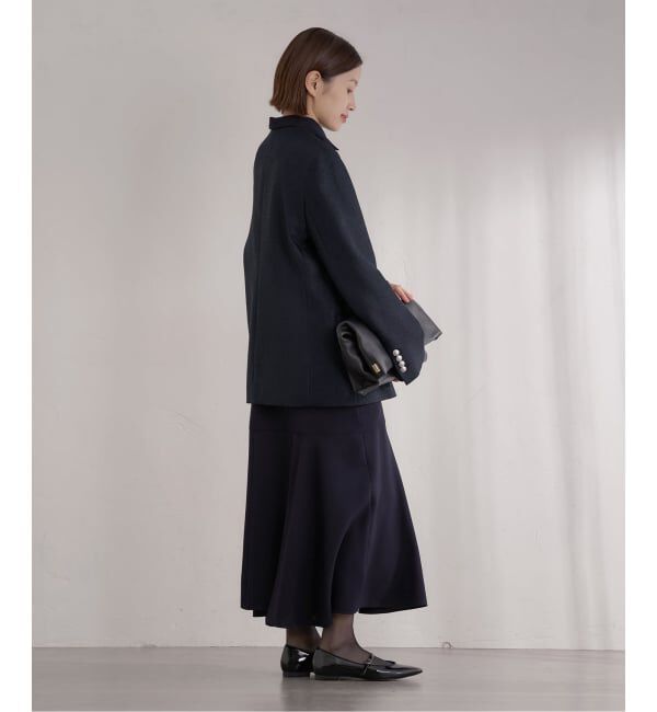 IENA「&NAVY ツィーディーダブルジャケット」|ノーカラージャケット|