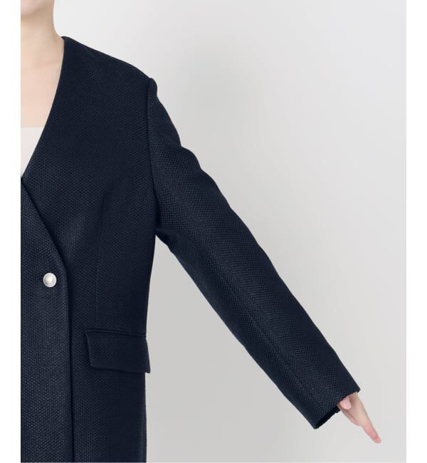 IENA「&NAVY ツィーディーダブルジャケット」|ノーカラージャケット|