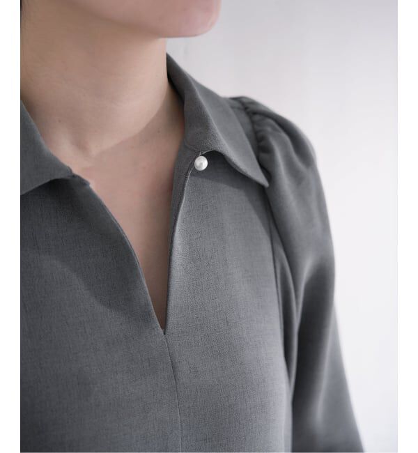 IENA「&NAVY メランジツイルギャザーワンピース」|ワンピース|