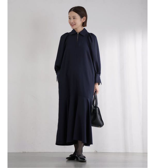 IENA「&NAVY メランジツイルギャザーワンピース」|ワンピース|