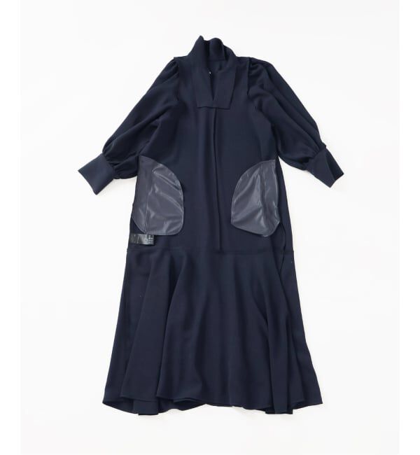 IENA「&NAVY メランジツイルギャザーワンピース」|ワンピース|