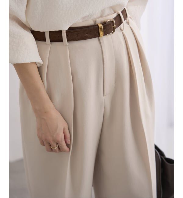 IENA「&NAVY ジョーゼットサイドゴムタックパンツ」|スラックス|