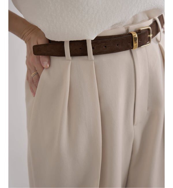 IENA「&NAVY ジョーゼットサイドゴムタックパンツ」|スラックス|