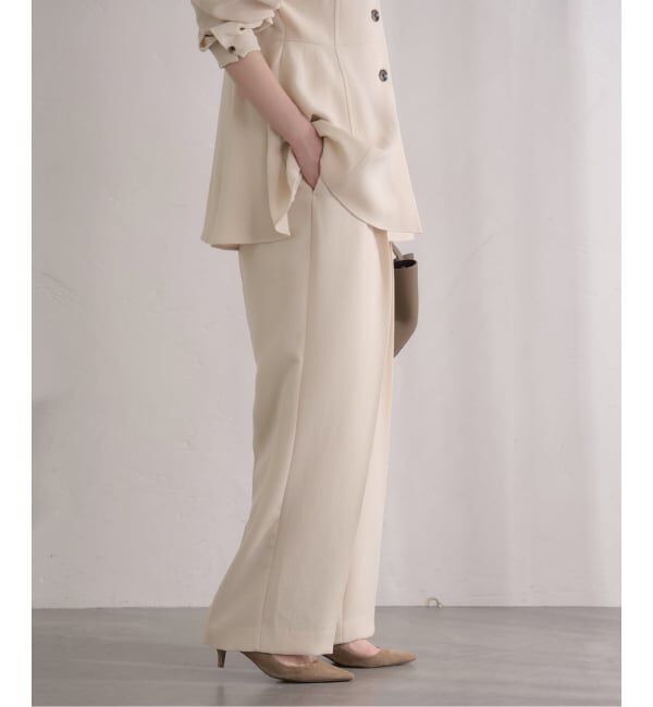 IENA「&NAVY ジョーゼットサイドゴムタックパンツ」|スラックス|