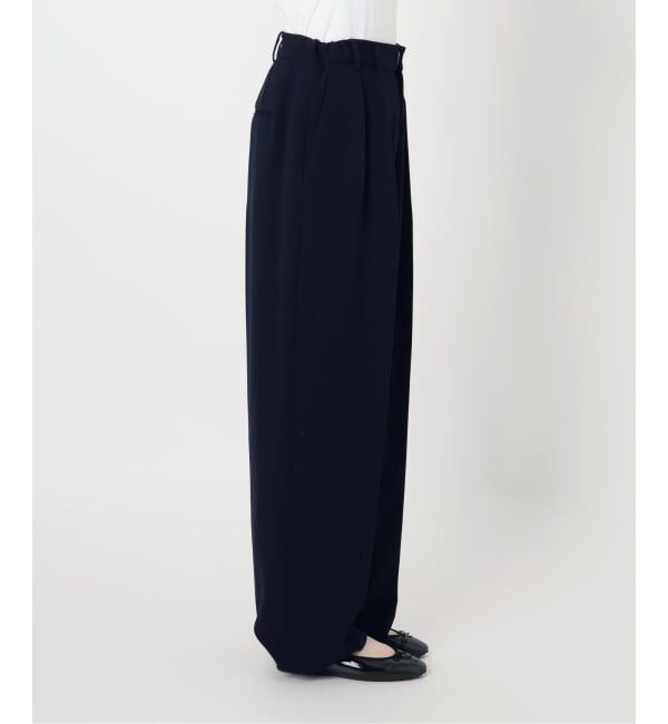 IENA「&NAVY ジョーゼットサイドゴムタックパンツ」|スラックス|