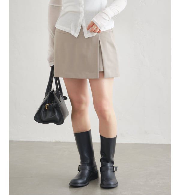 U by SPICK&SPAN「《予約》サイドスリットミニスカート」|スカート|ベージュ