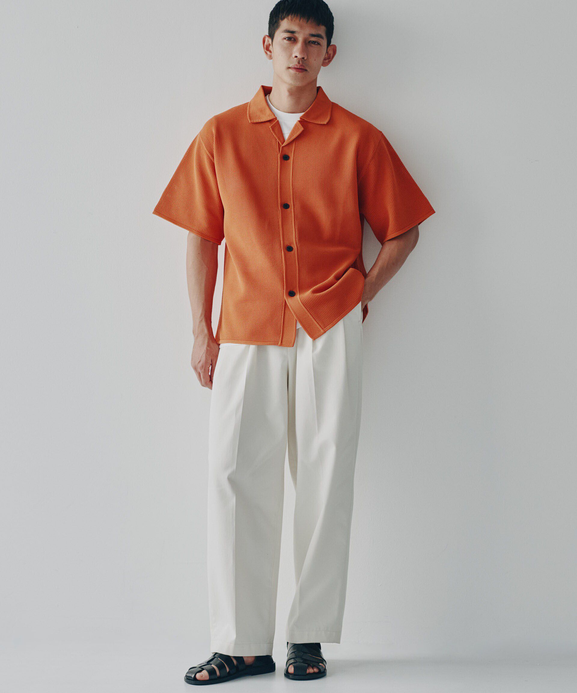 nano･universe「「大人のワイドパンツ」2タックワイドトラウザーズ」|チノ|オフホワイト1