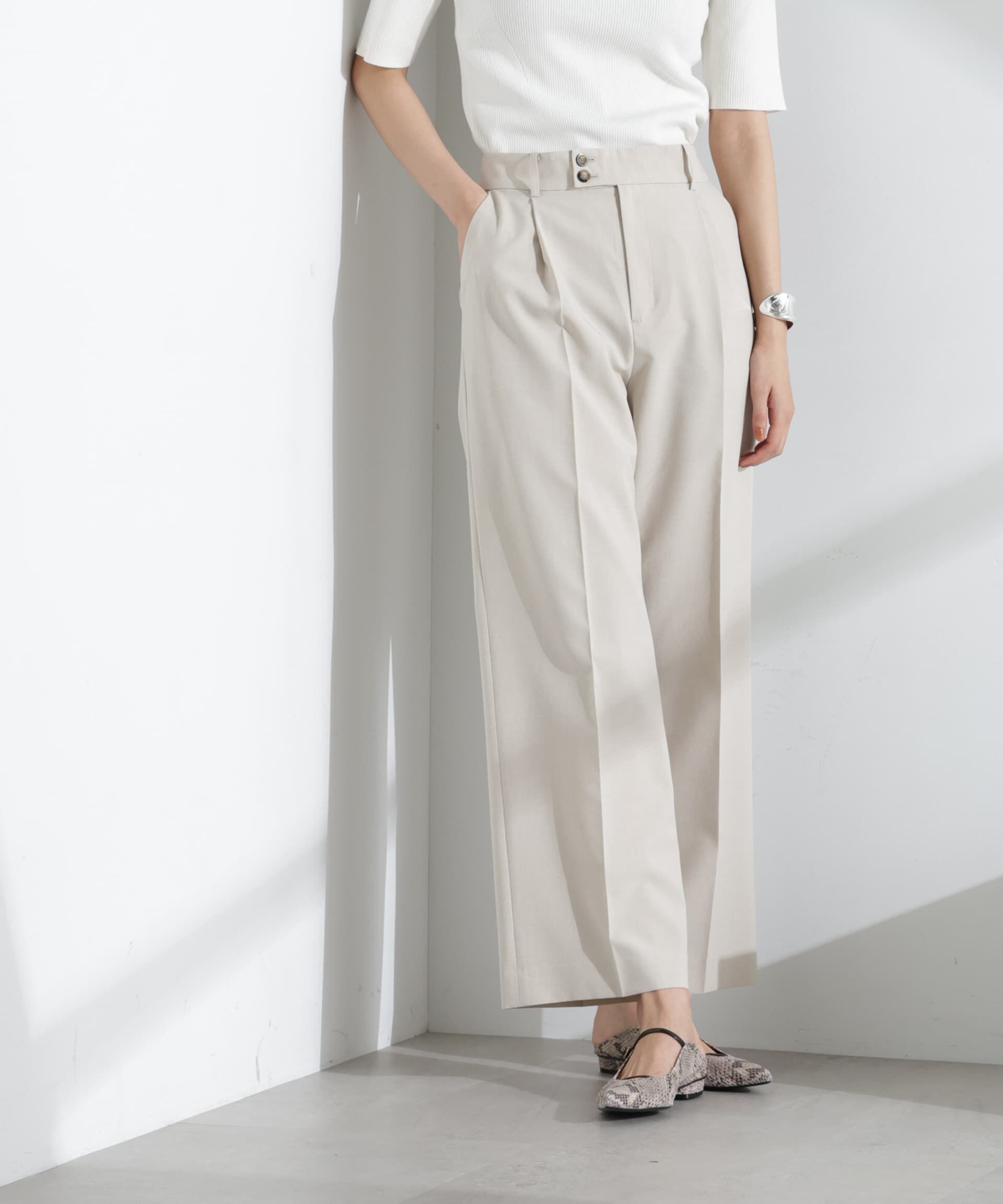 nano･universe「ライトファンクション タックセミワイドパンツ(セットアップ可)」|チノ|