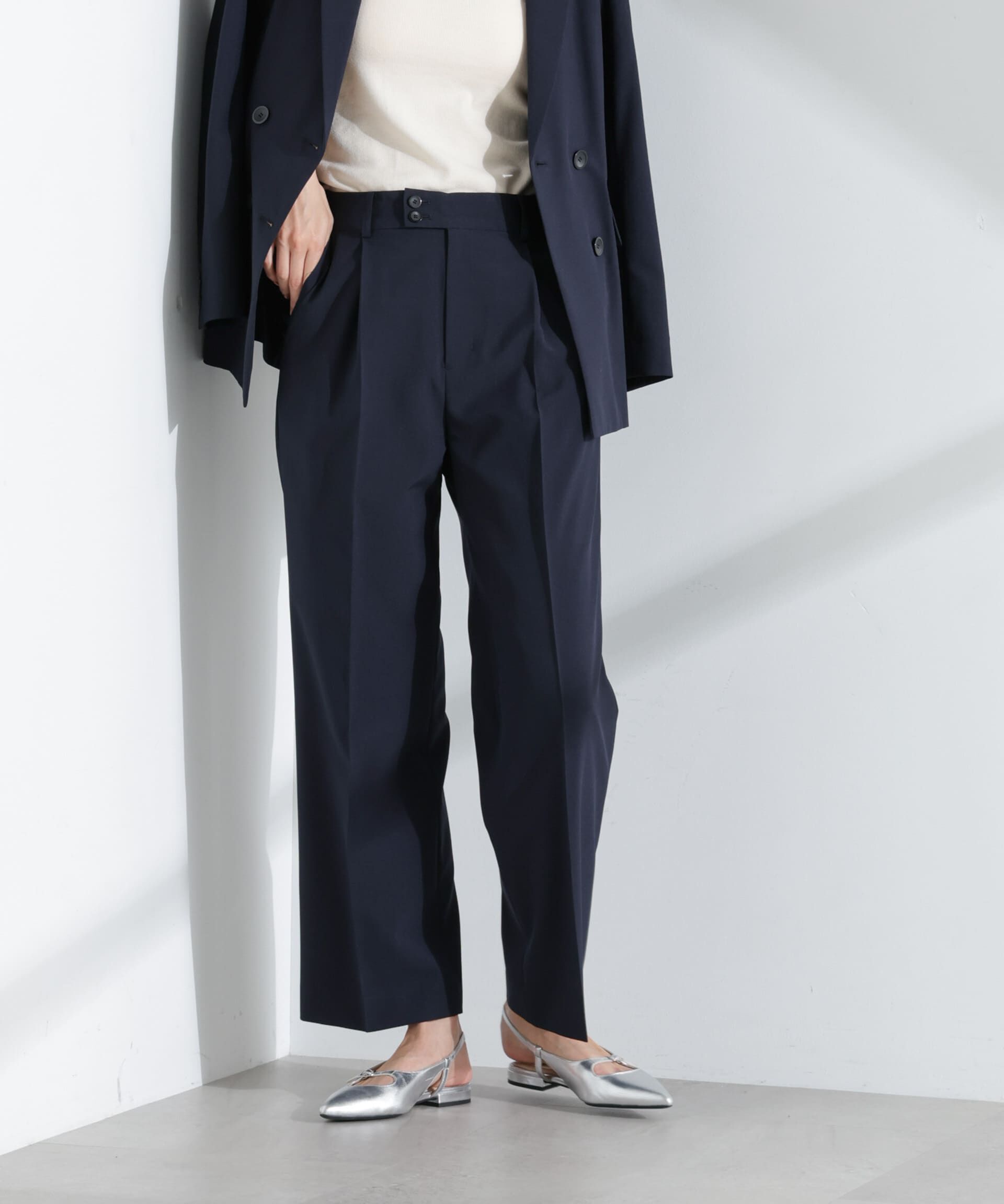 nano･universe「ライトファンクション タックセミワイドパンツ(セットアップ可)」|チノ|