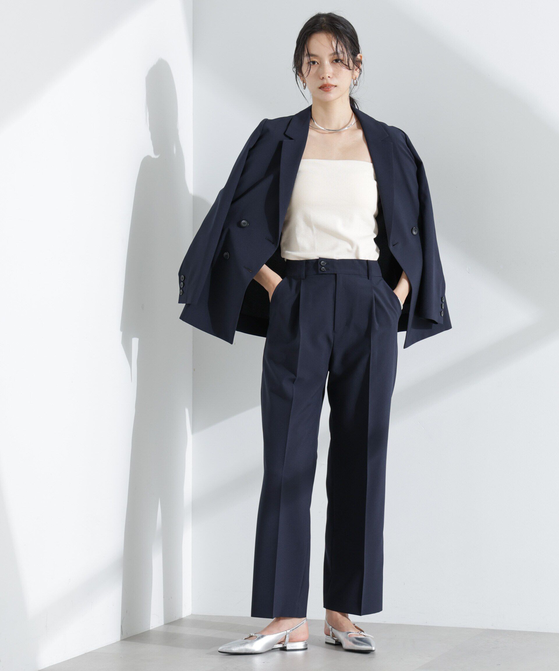 nano･universe「ライトファンクション タックセミワイドパンツ(セットアップ可)」|チノ|