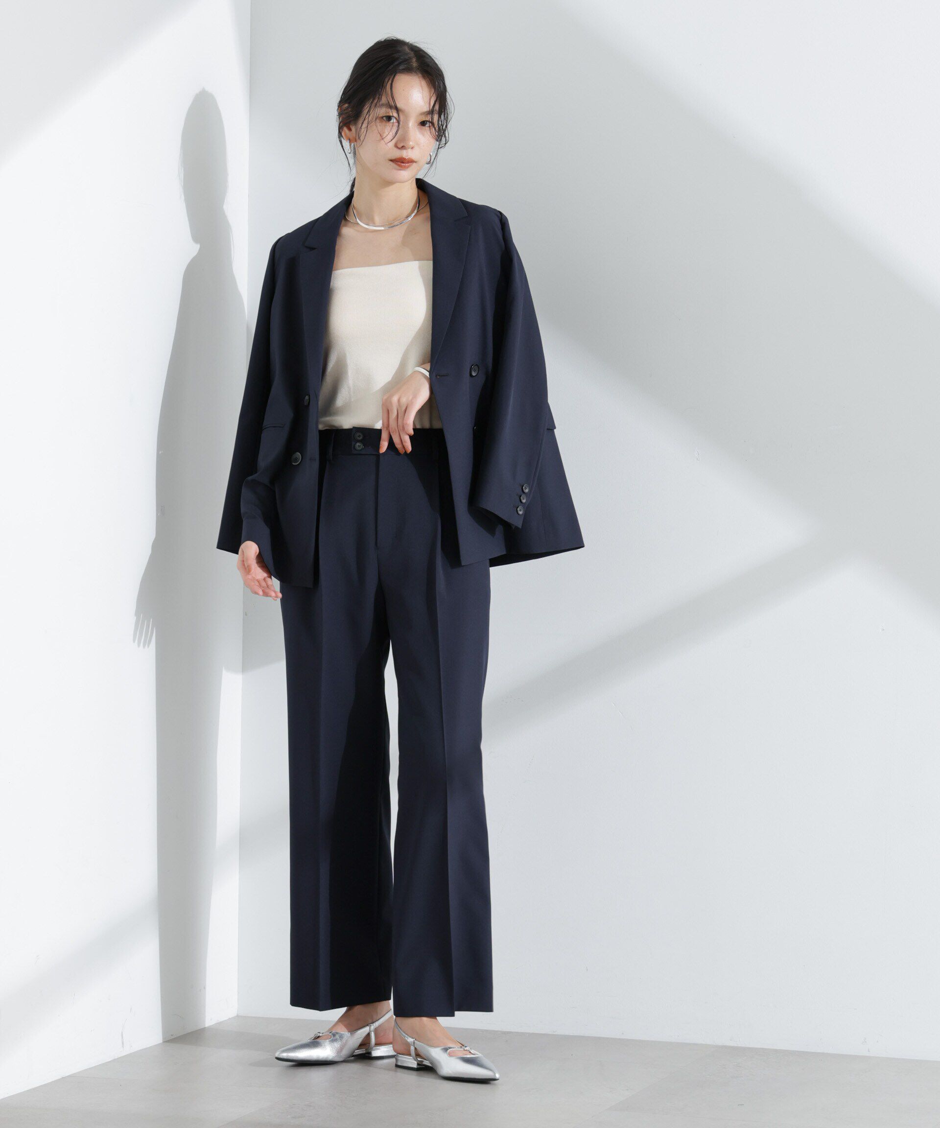 nano･universe「ライトファンクション タックセミワイドパンツ(セットアップ可)」|チノ|