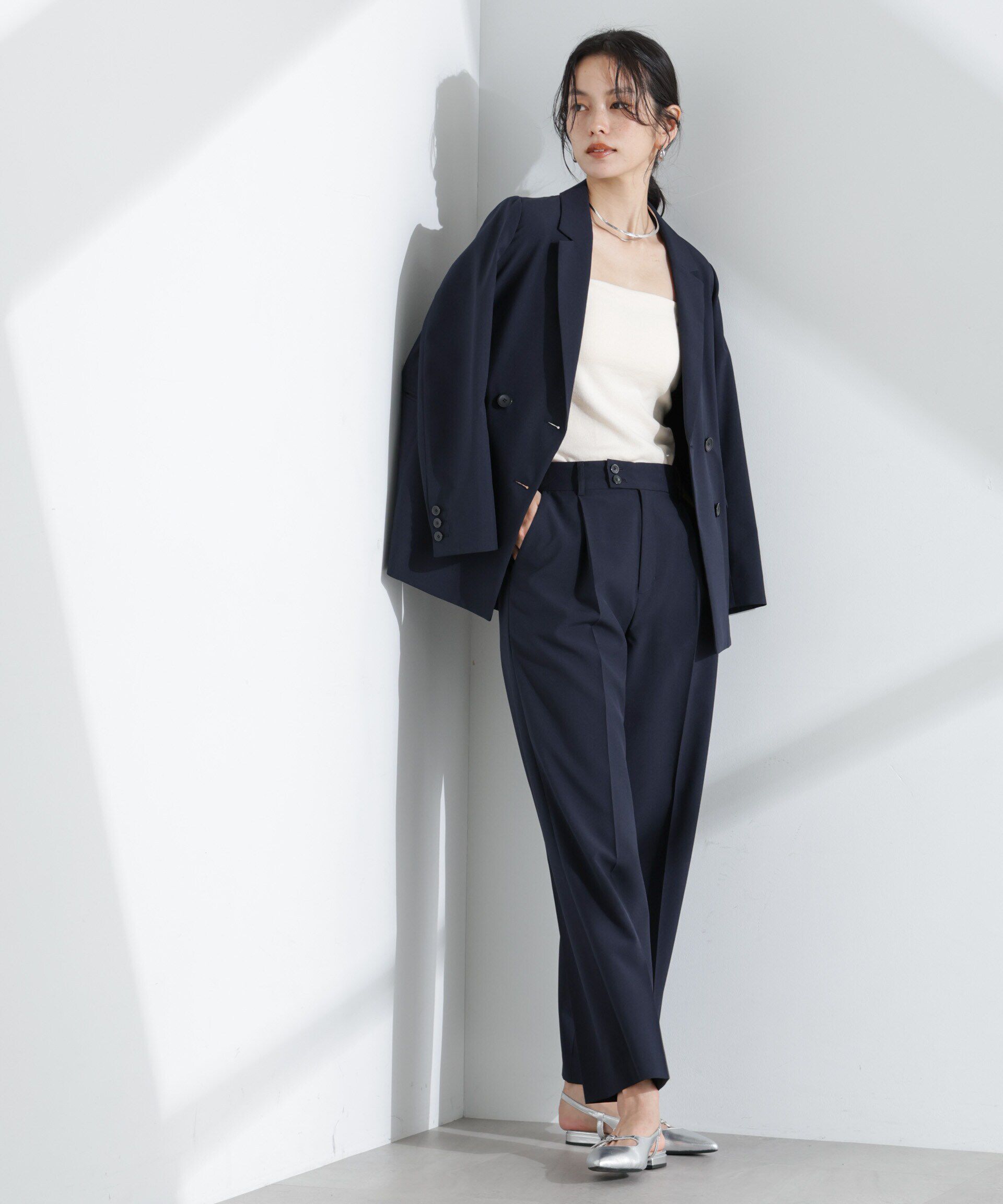 nano･universe「ライトファンクション タックセミワイドパンツ(セットアップ可)」|チノ|