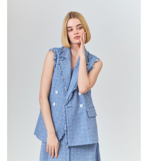 Grace Class「シャンブレーツイードジレ」|ベスト・ジレ|ブルー