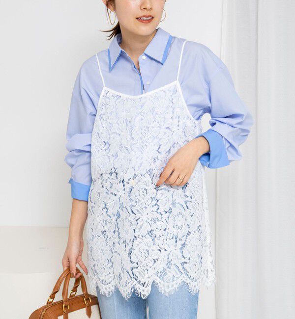 NOLLEY'S「ウォッシャブルレースビスチェ」|キャミソール|ホワイト