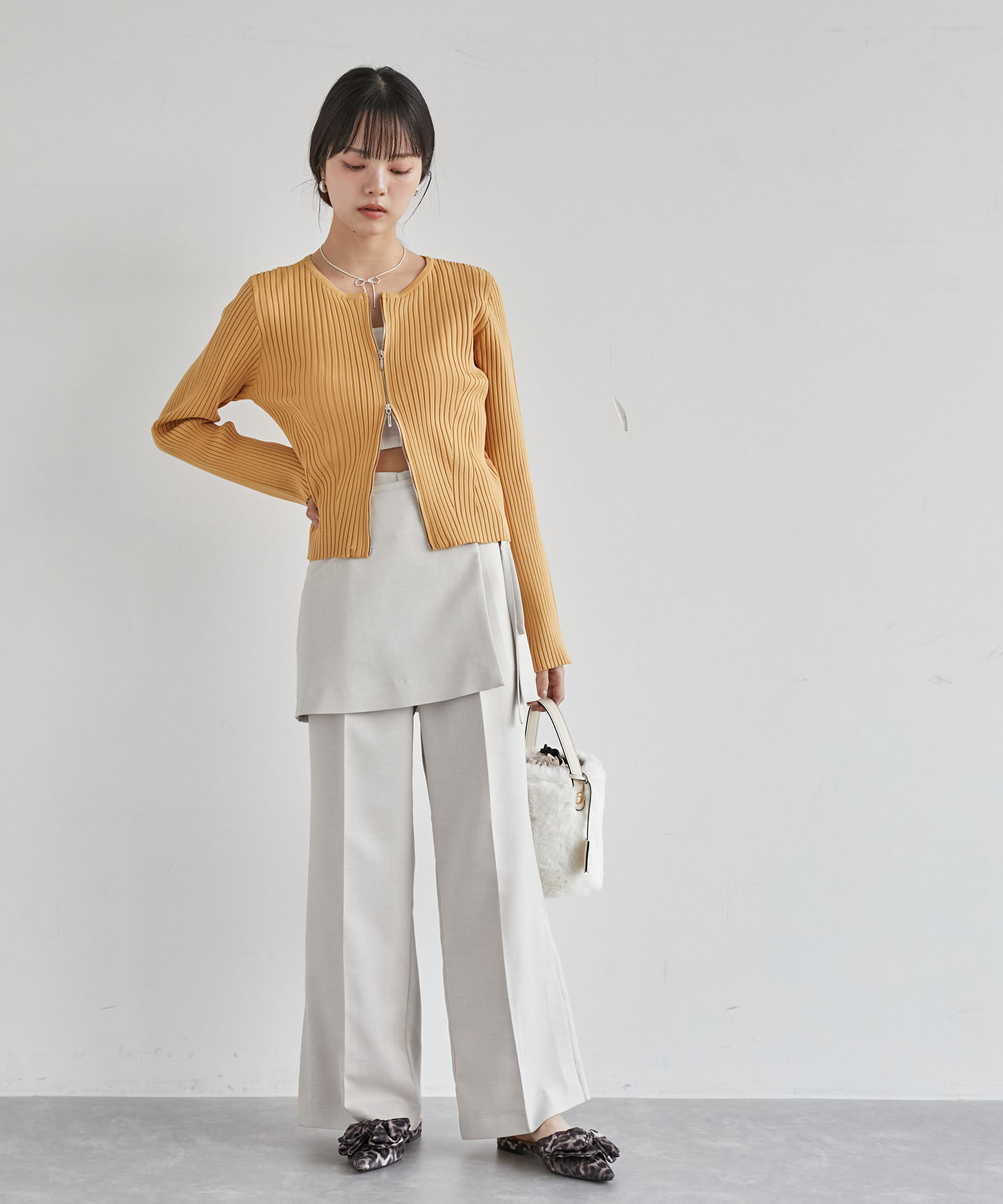 VIS「【吸水速乾/UV】スカートレイヤードスラックスパンツ【SET】」|スラックス|