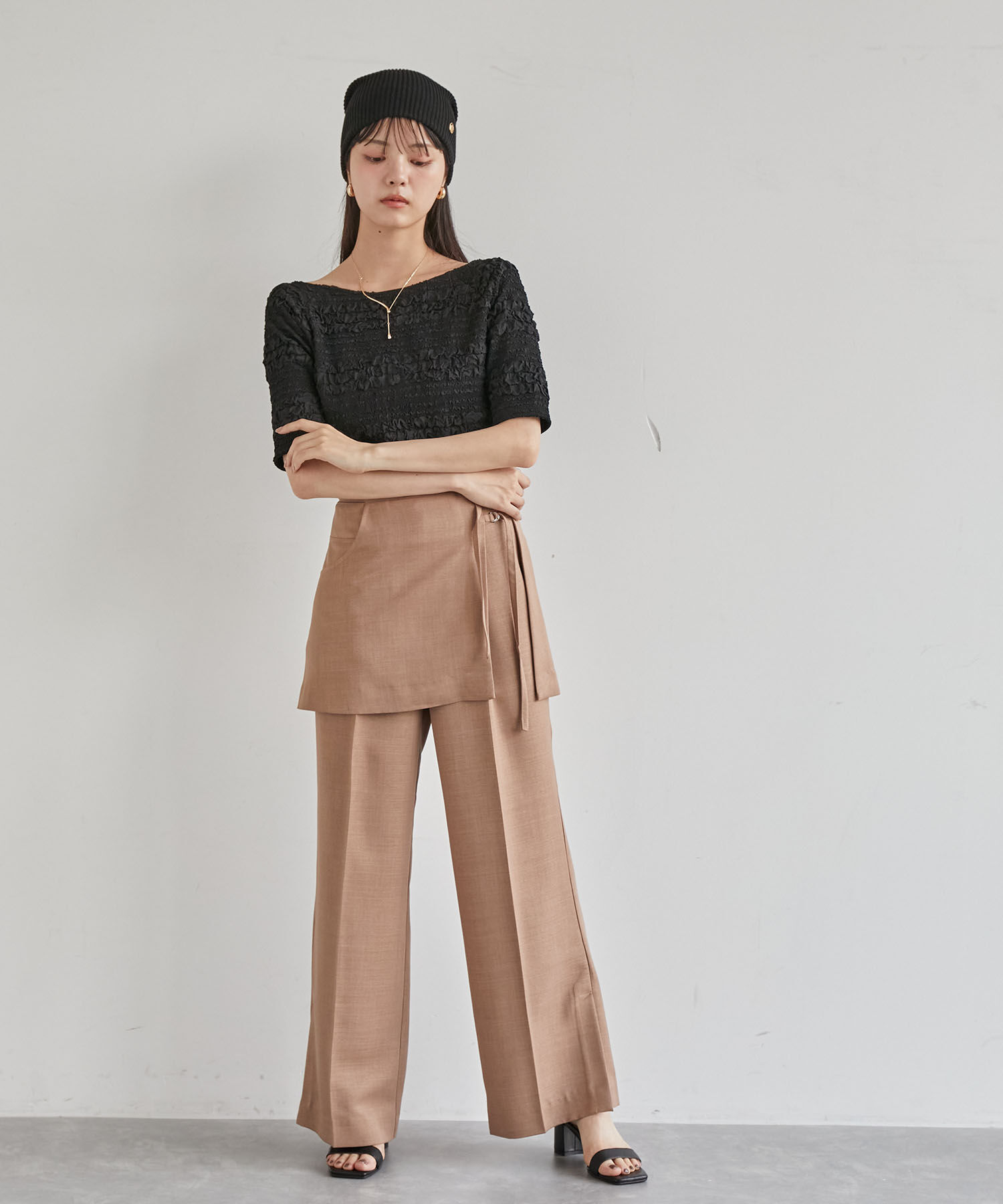 VIS「【吸水速乾/UV】スカートレイヤードスラックスパンツ【SET】」|スラックス|