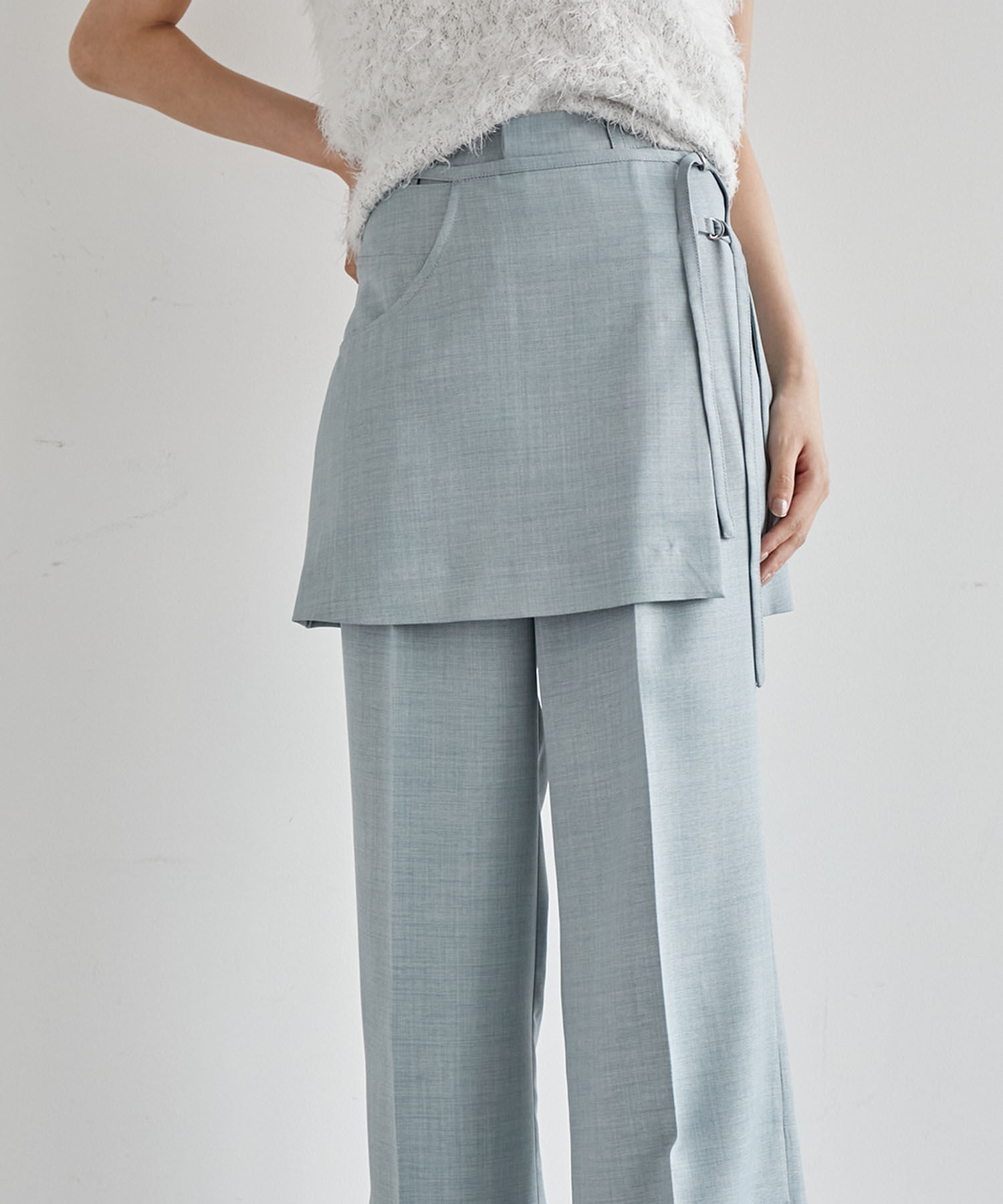 VIS「【吸水速乾/UV】スカートレイヤードスラックスパンツ【SET】」|スラックス|