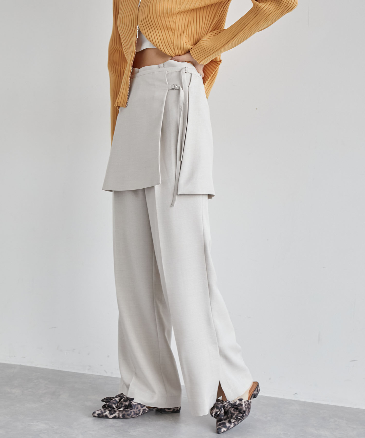 VIS「【吸水速乾/UV】スカートレイヤードスラックスパンツ【SET】」|スラックス|