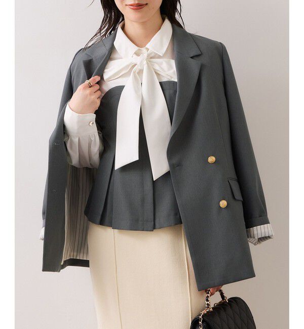 VIS「【美easy】コンフォート金ボタンジャケット/イージーケア・UVケア・セットアップ対応」|テーラードジャケット|