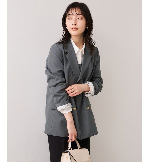 VIS「【美easy】コンフォート金ボタンジャケット/イージーケア・UVケア・セットアップ対応」|テーラードジャケット|