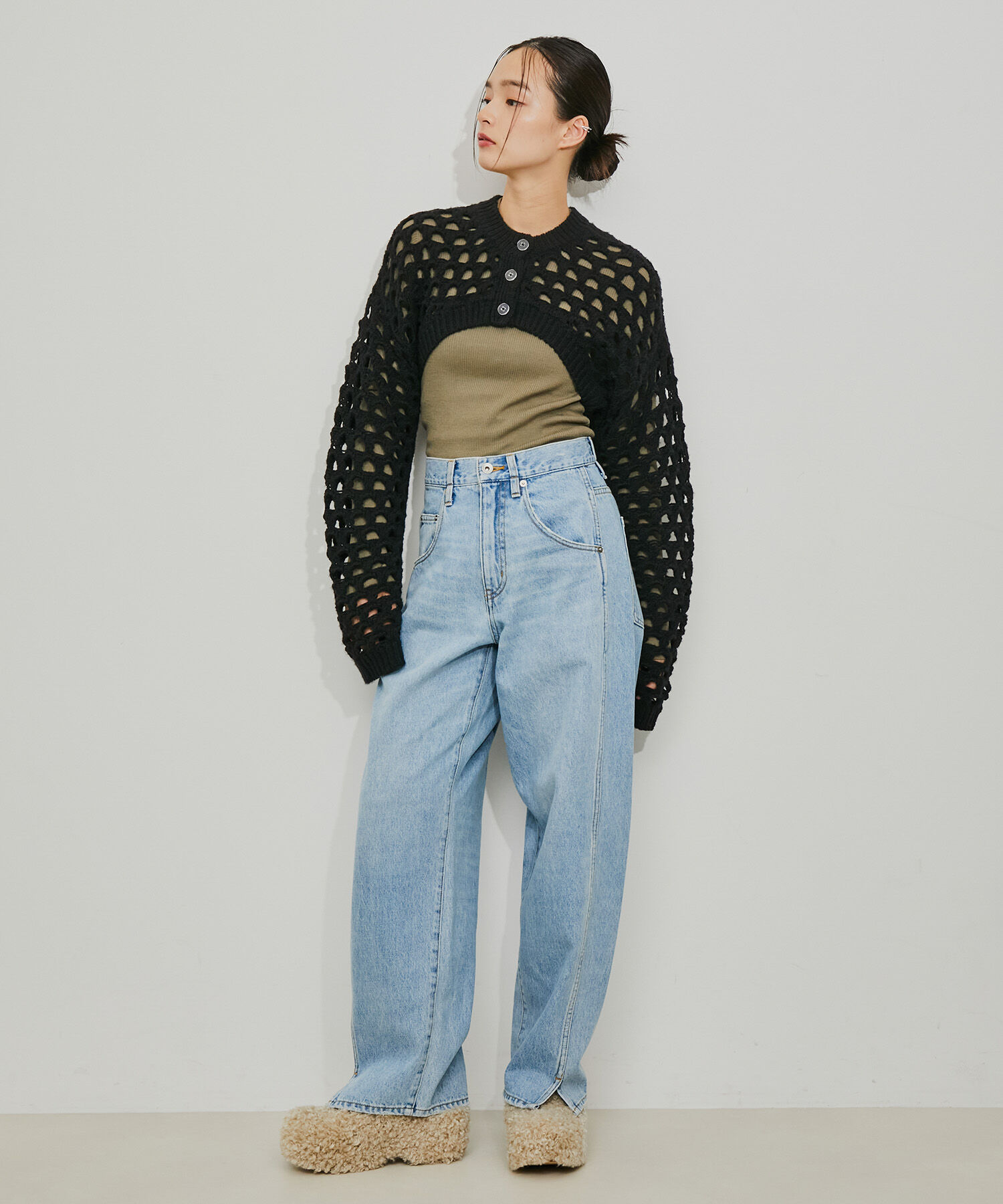 ADAM ET ROPE'「アイレットボレロカーディガン」|カーディガン|