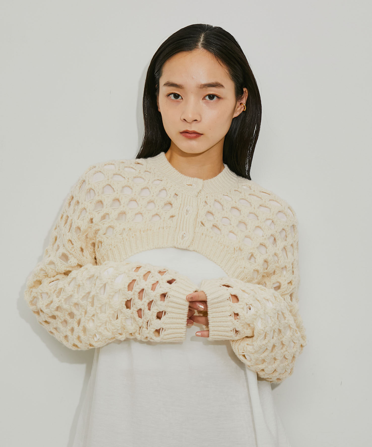 ADAM ET ROPE'「アイレットボレロカーディガン」|カーディガン|