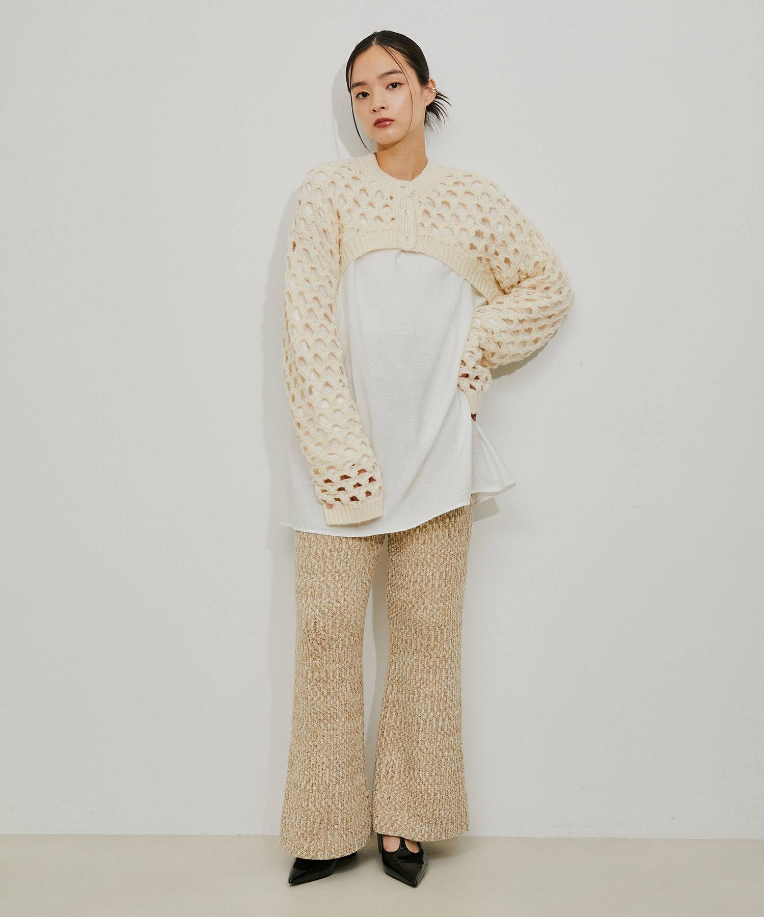 ADAM ET ROPE'「アイレットボレロカーディガン」|カーディガン|