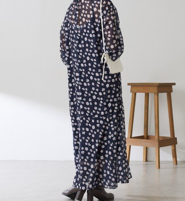  「	小花柄ラメシフォンワンピース」|ワンピース|