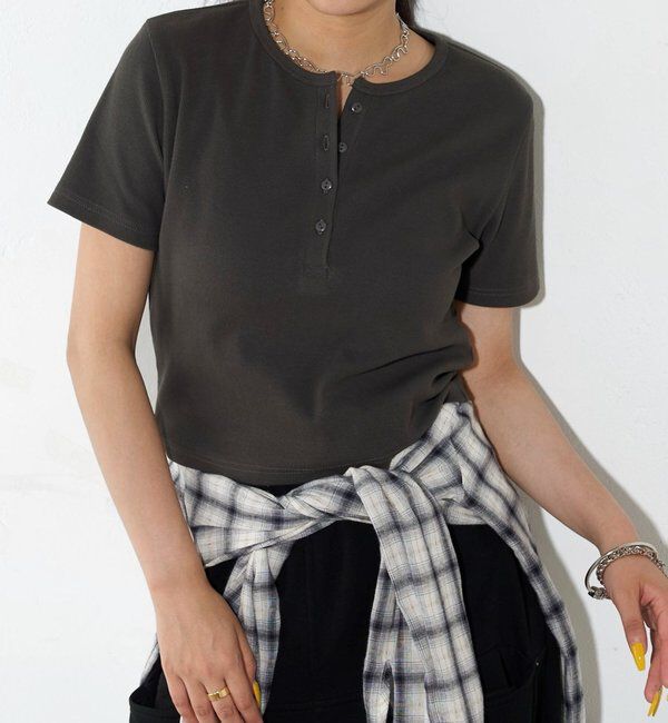  「【２サイズ 】ヘンリーネックTEE」|Tシャツ・カットソー|チャコールグレー