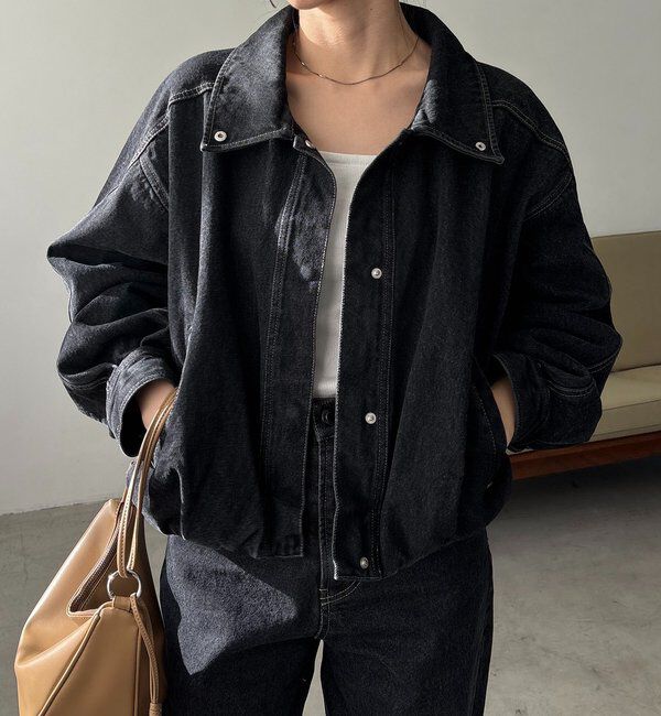  「【サイズ展開あり/セットアップ対応】ラウンドデニムブルゾン」|ブルゾン・スタジャン|