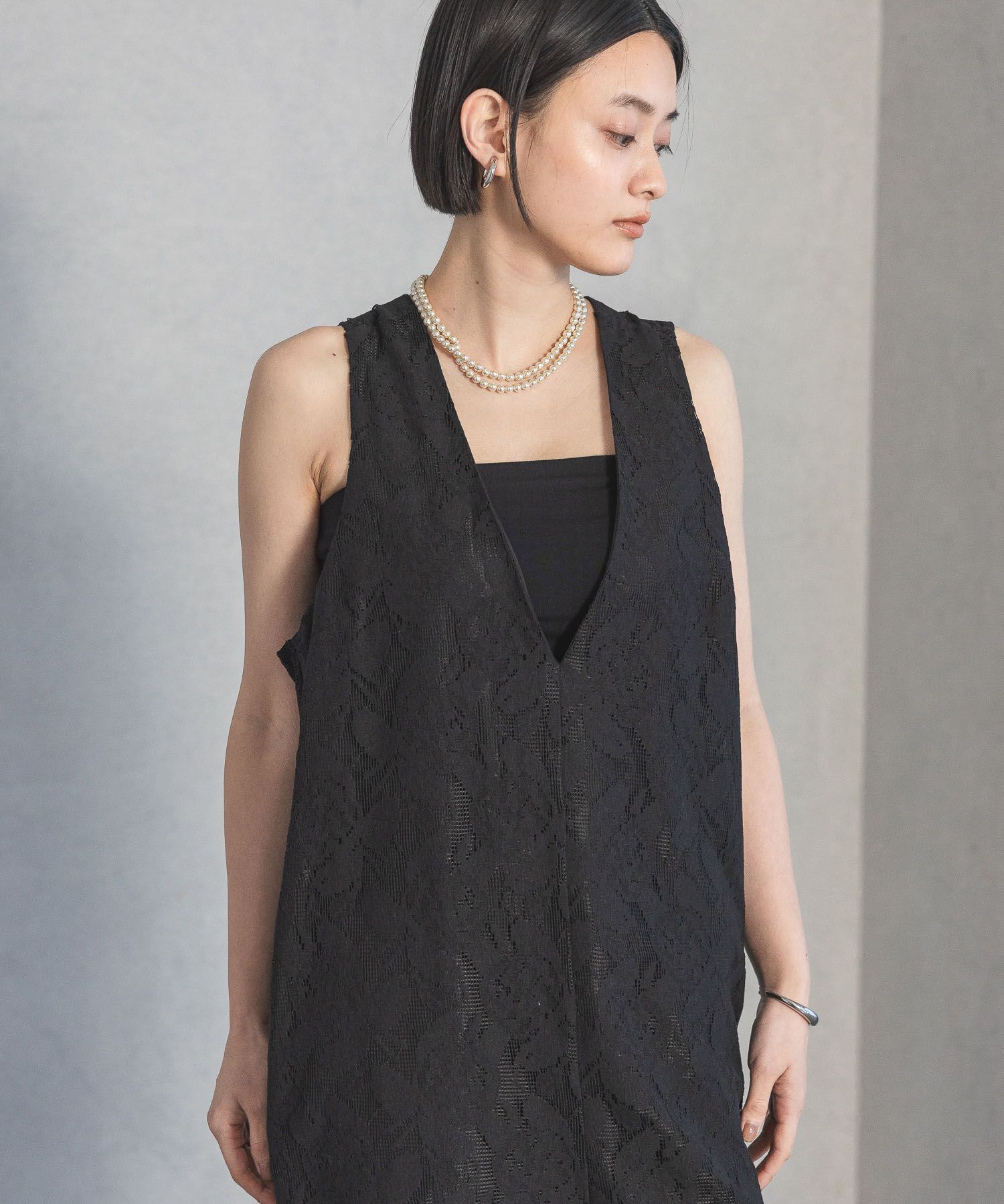 apart by lowrys「レースＶサロペット」|オールインワン|