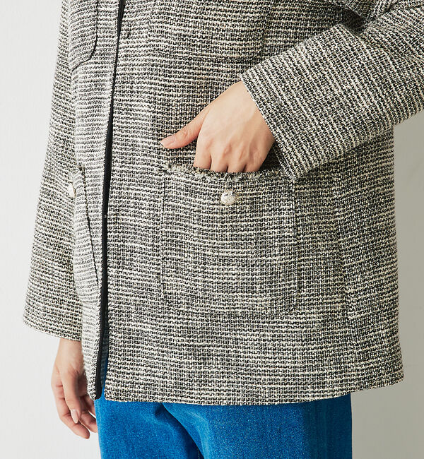 abahouse mavie「ツィードオーバージャケット」|ノーカラージャケット|