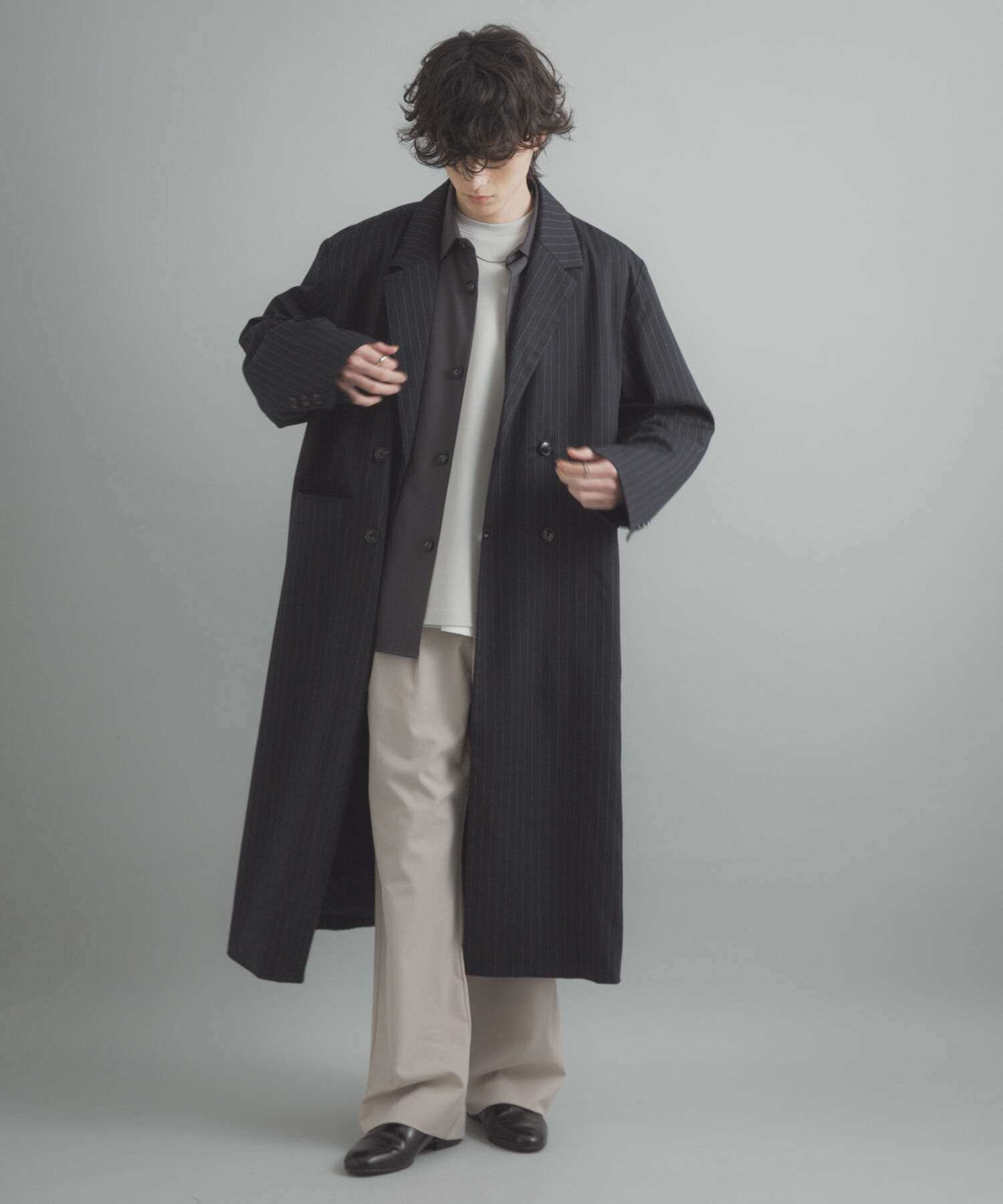 SENSE OF PLACE by URBAN RESEARCH「ダブルブレストロングコート」|ノーカラーコート|