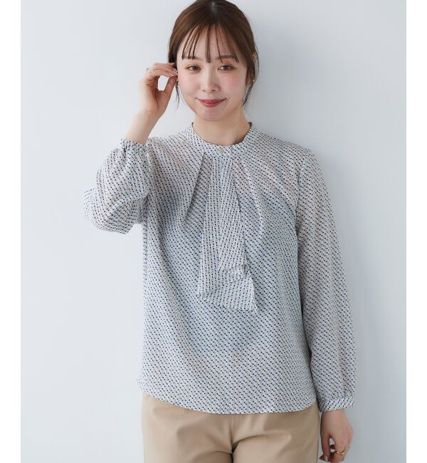 le.coeur blanc「《手洗い可能》デシンキカプリントスカーフタイブラウス」|シャツ・ブラウス|