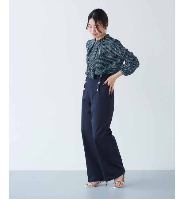 le.coeur blanc「《手洗い可能》デシンキカプリントスカーフタイブラウス」|シャツ・ブラウス|