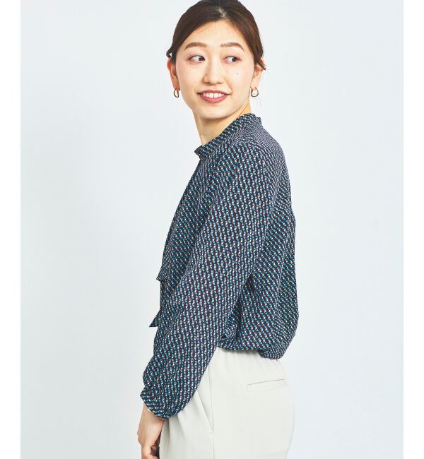 le.coeur blanc「《手洗い可能》デシンキカプリントスカーフタイブラウス」|シャツ・ブラウス|