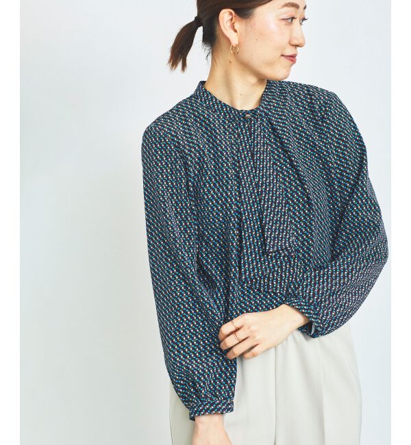 le.coeur blanc「《手洗い可能》デシンキカプリントスカーフタイブラウス」|シャツ・ブラウス|