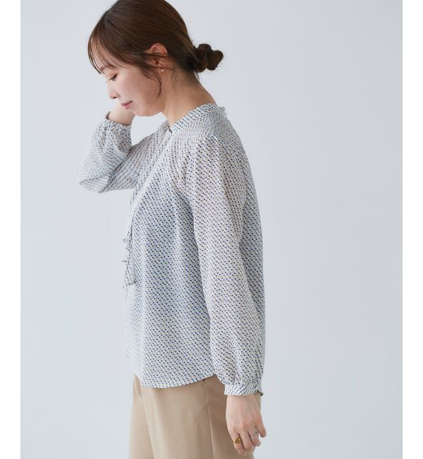 le.coeur blanc「《手洗い可能》デシンキカプリントスカーフタイブラウス」|シャツ・ブラウス|