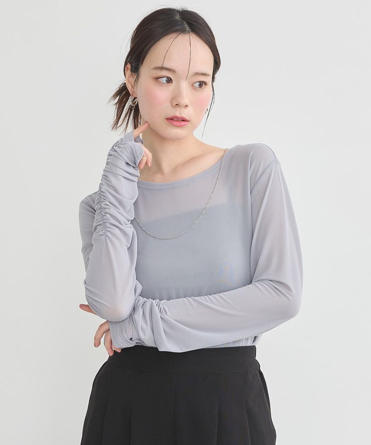 earth music&ecology「シャーリングスリーブシアープルオーバー」|Tシャツ・カットソー|